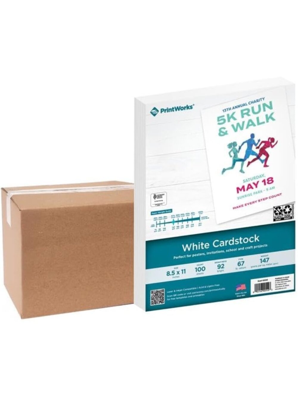 Premium White Cardstock 67 lb, 96 Bright, FSC Certified, 500 Sheets, 8.5x11